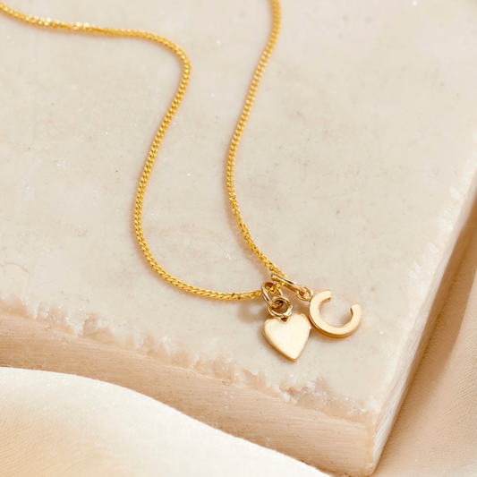Petite 9ct Gold Heart & Initial Necklace
