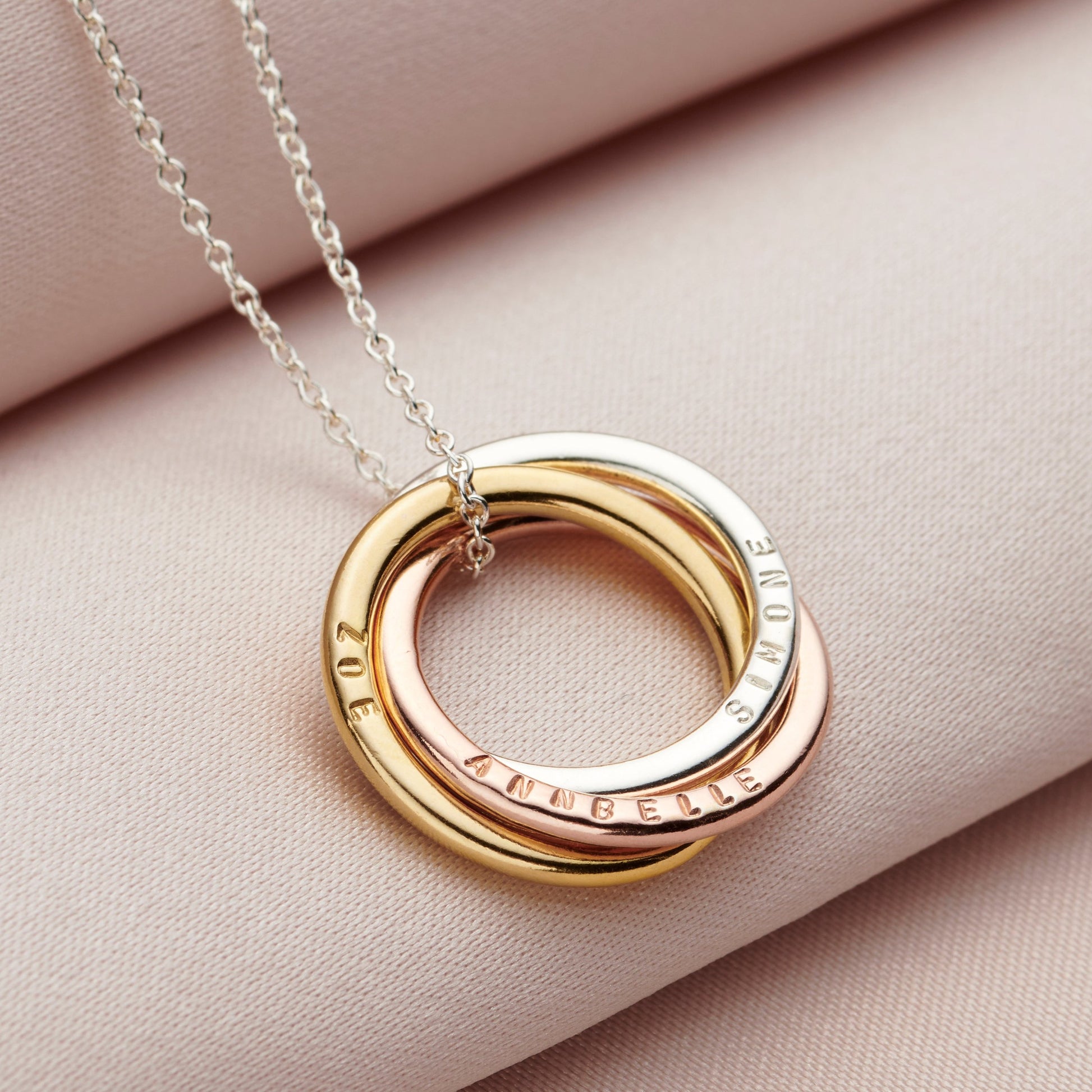 Personalised 9ct Mixed Gold Russian Ring Necklace Posh Totty Designs