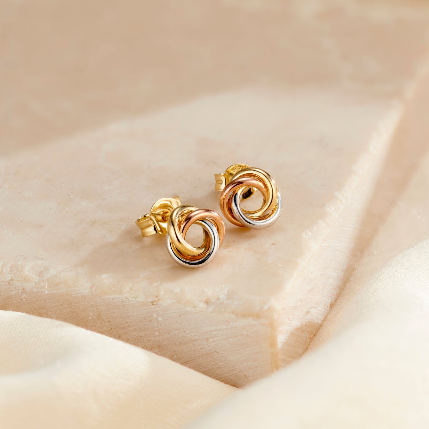 Mixed 9ct Gold Russian Ring Stud Earrings