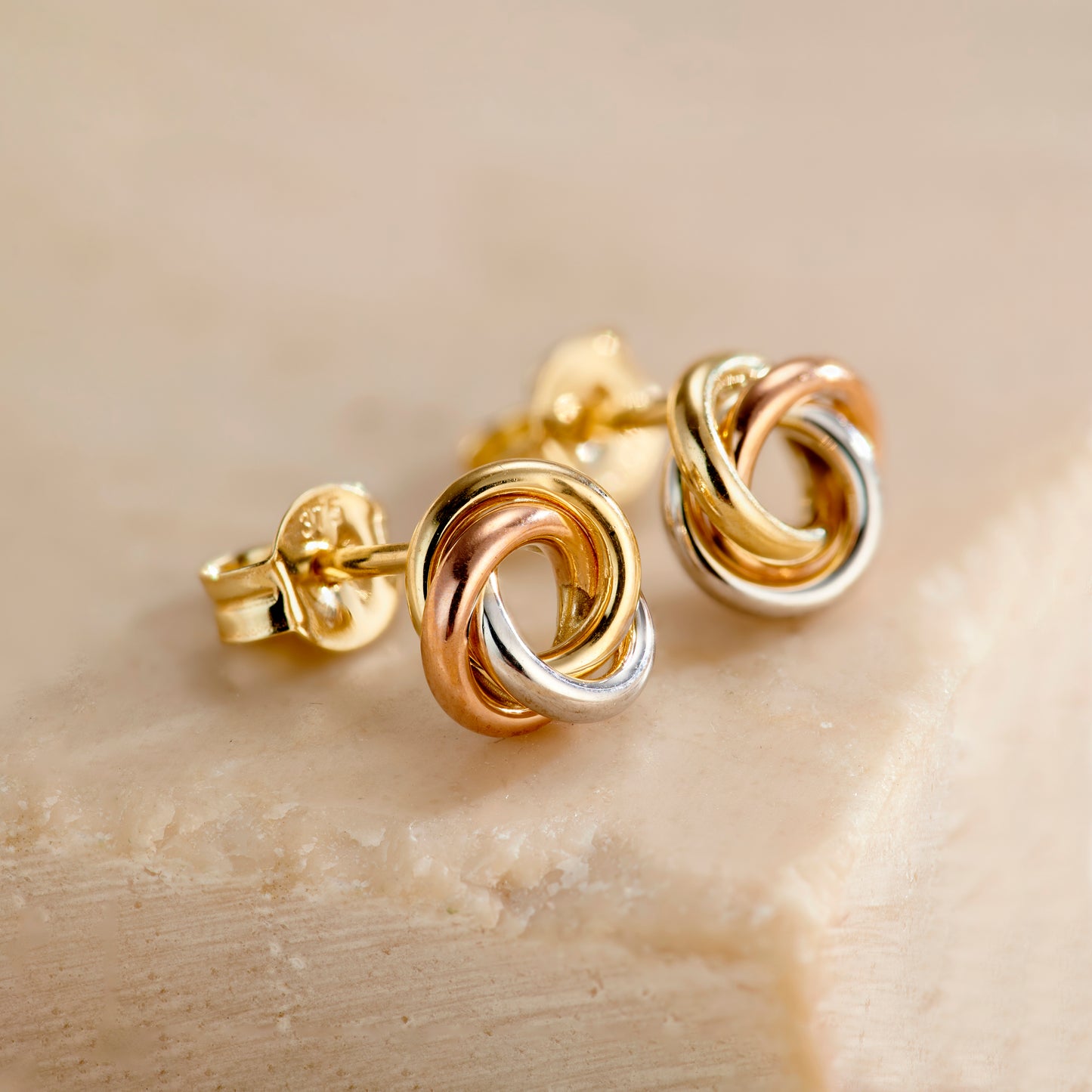 Mixed 9ct Gold Russian Ring Stud Earrings