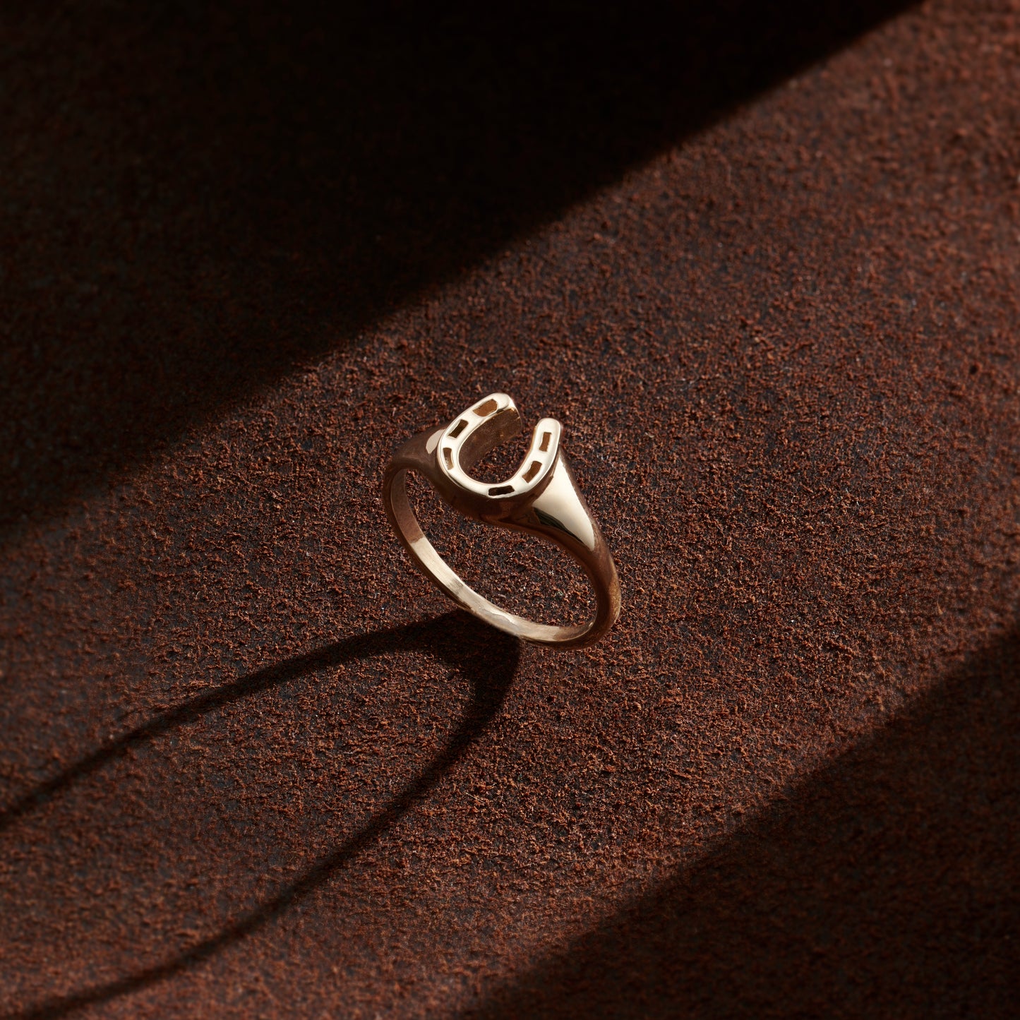 9ct Gold Stay Lucky Horseshoe Signet Ring