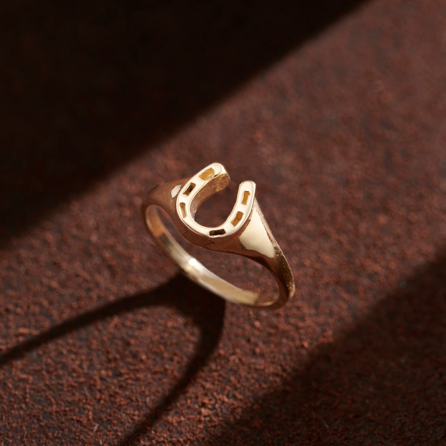 9ct Gold Stay Lucky Horseshoe Signet Ring