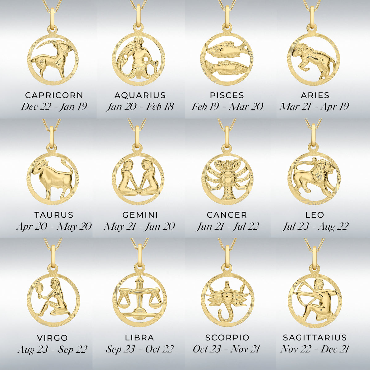 9ct Gold Zodiac Pendant Necklace