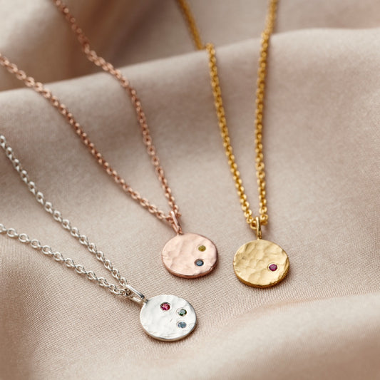 9ct Gold Mini Confetti Birthstone Disc Necklace
