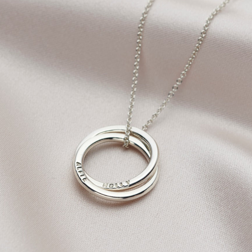 Personalised 9ct Gold Two Ring Russian Necklace