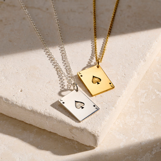Ace Of Spades Playing Card Charm Necklace
