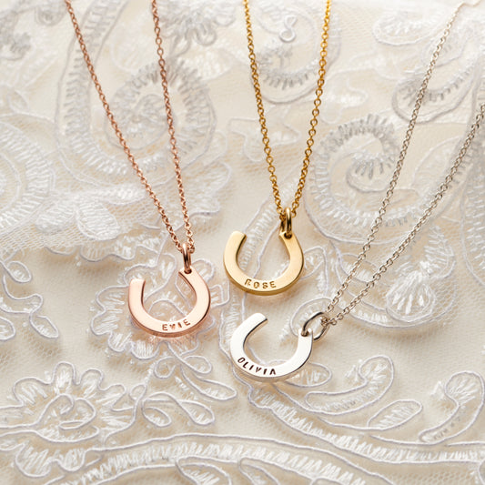 Personalised Textured Horseshoe Necklace