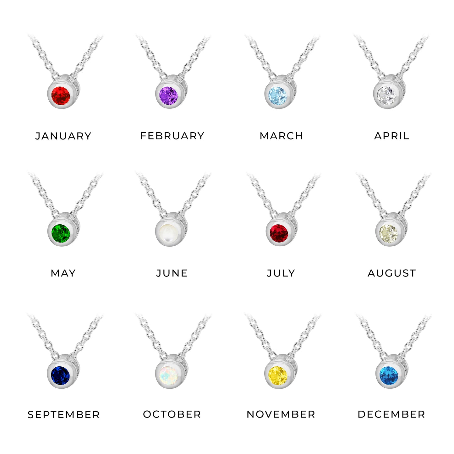 Thread Through Birthstone and Initial Necklace