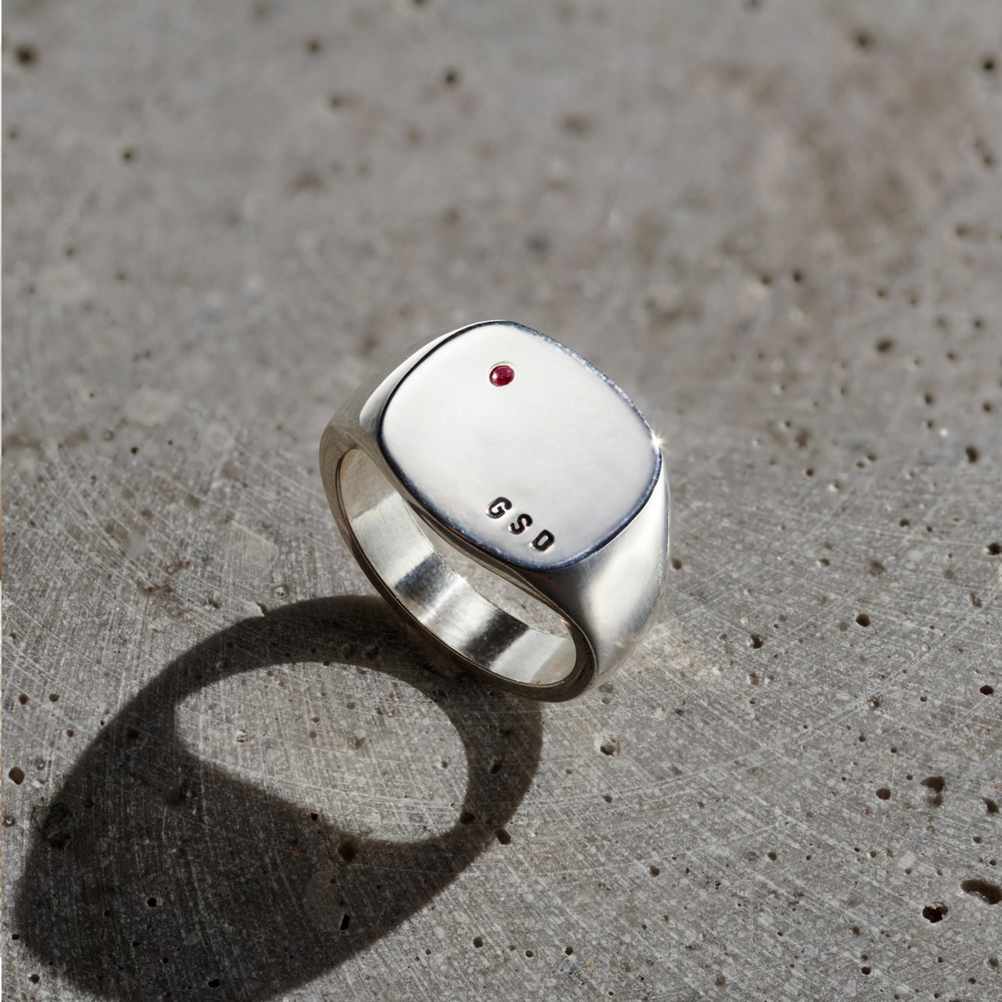 Men's Chunky Rounded Square Birthstone Signet Ring