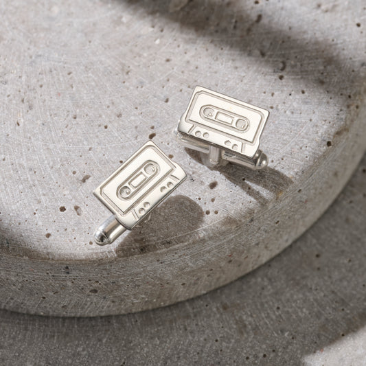 Silver Cassette Tape Cufflinks