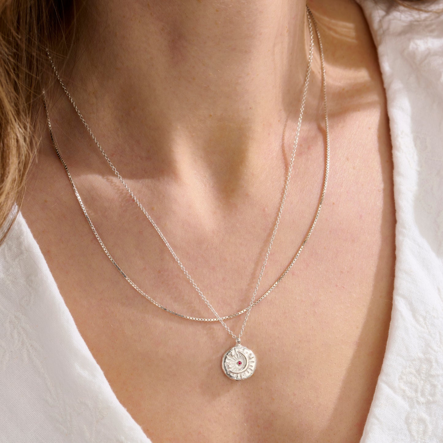 Personalised Birthstone Celestial Disc Necklace