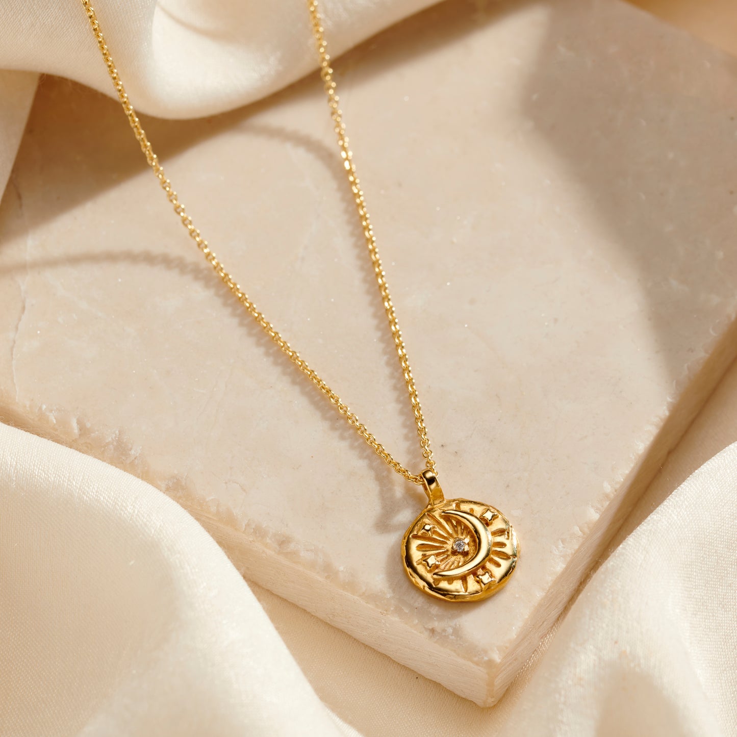 Personalised Birthstone Celestial Disc Necklace