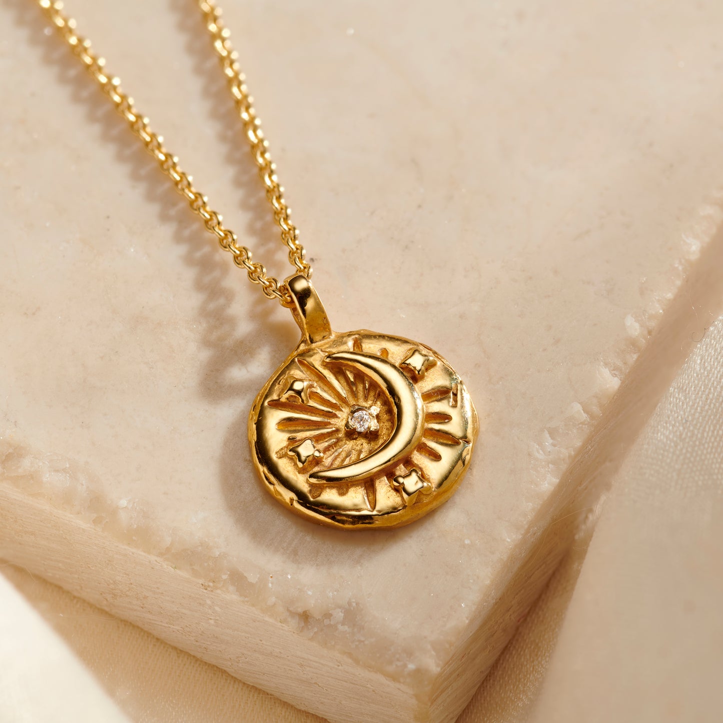 Personalised Birthstone Celestial Disc Necklace