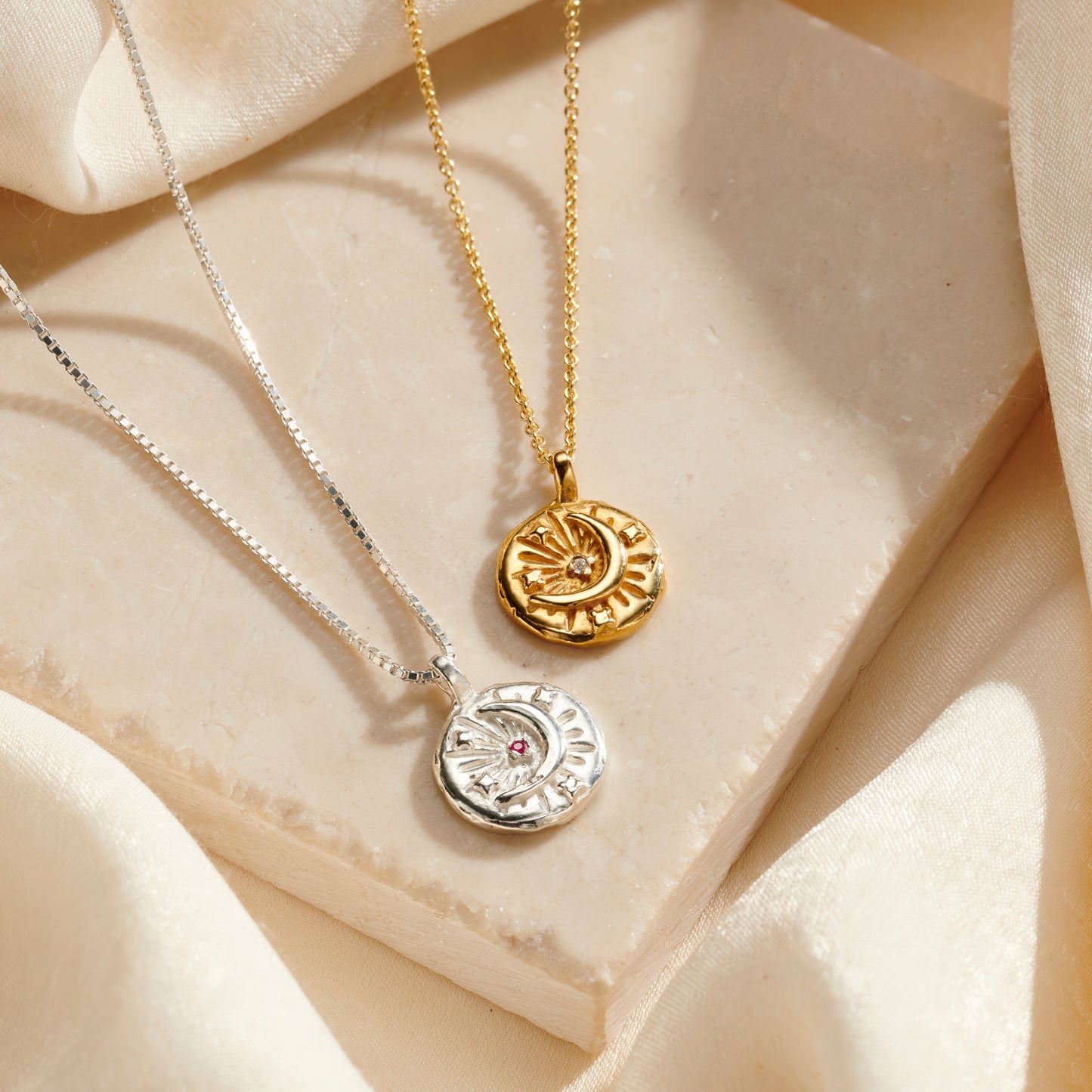 Personalised Birthstone Celestial Disc Necklace