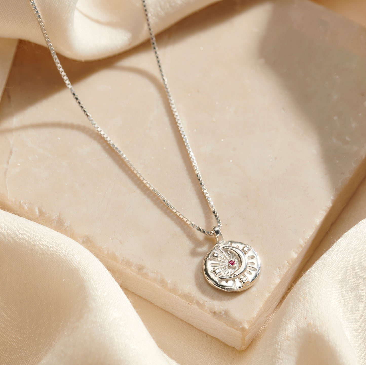 Personalised Birthstone Celestial Disc Necklace