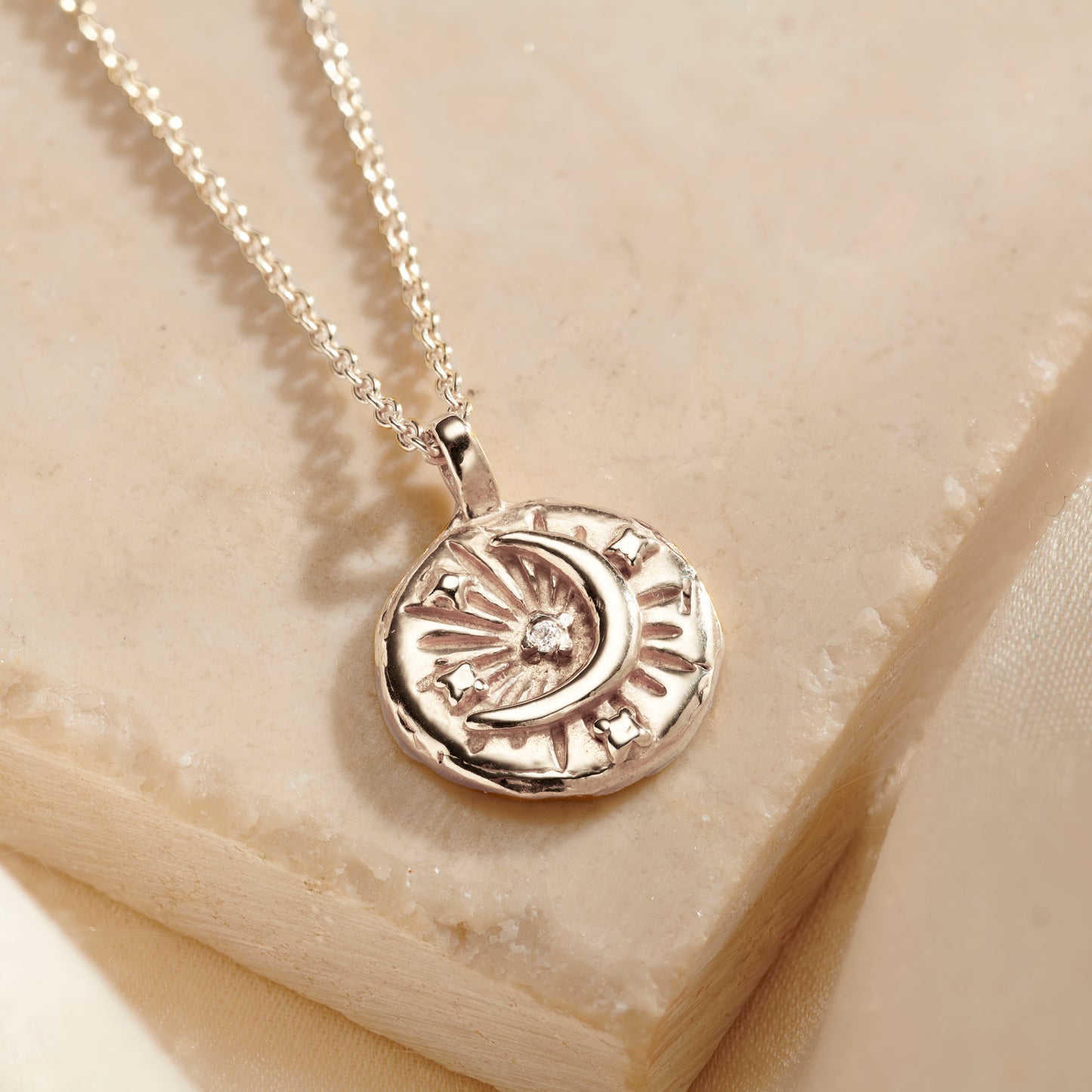 Personalised Birthstone Celestial Disc Necklace