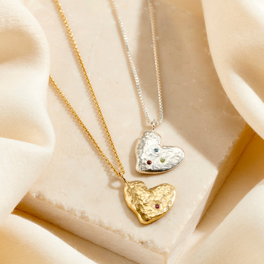 Confetti Birthstone Chunky Heart Necklace