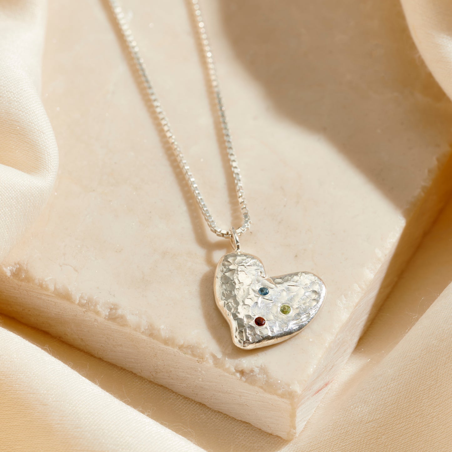Personalised Confetti Birthstone Chunky Heart Necklace