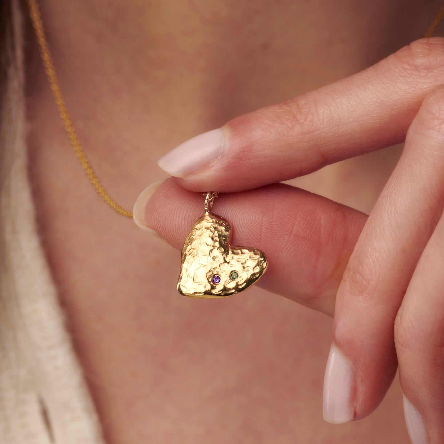 Personalised Confetti Birthstone Chunky Heart Necklace
