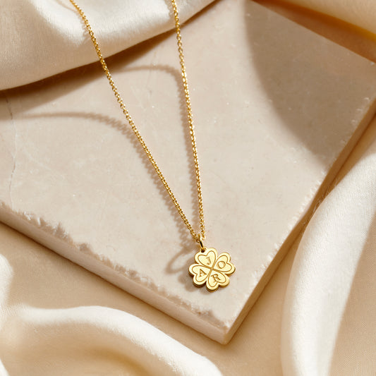 Personalised Four Leaf Clover Charm Necklace