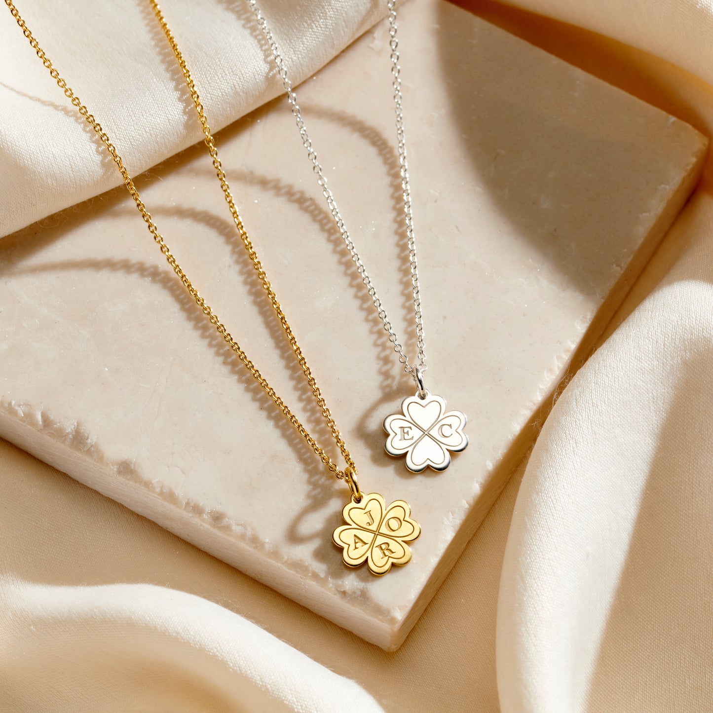 Personalised Four Leaf Clover Charm Necklace