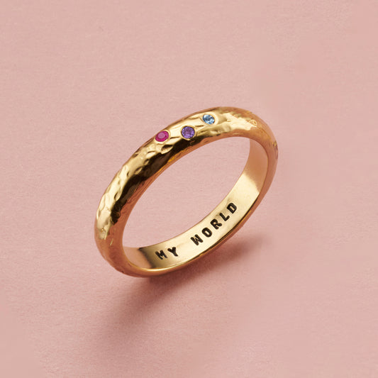 Personalised Textured Confetti Birthstone Ring