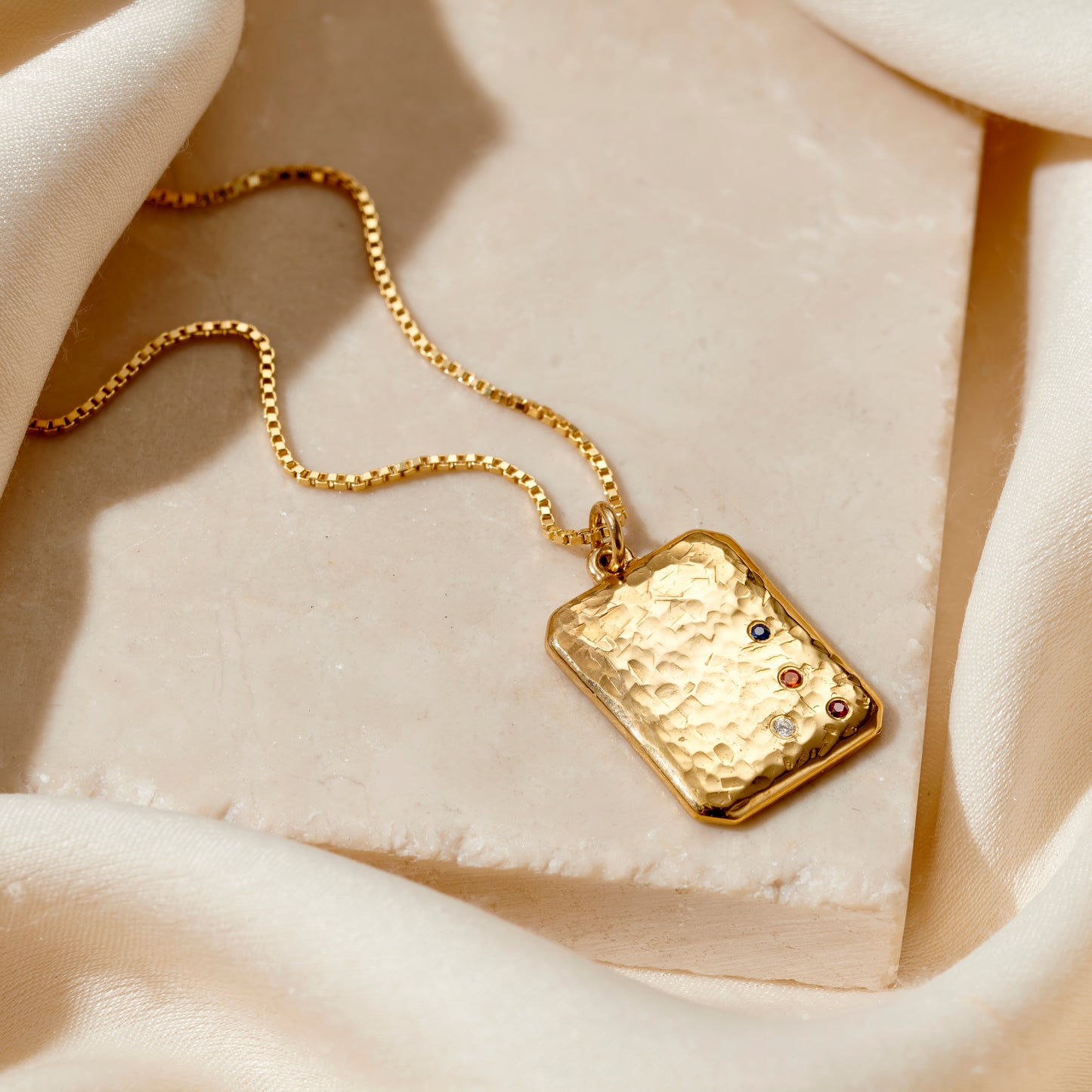 Confetti Birthstone Bevelled Tag Necklace