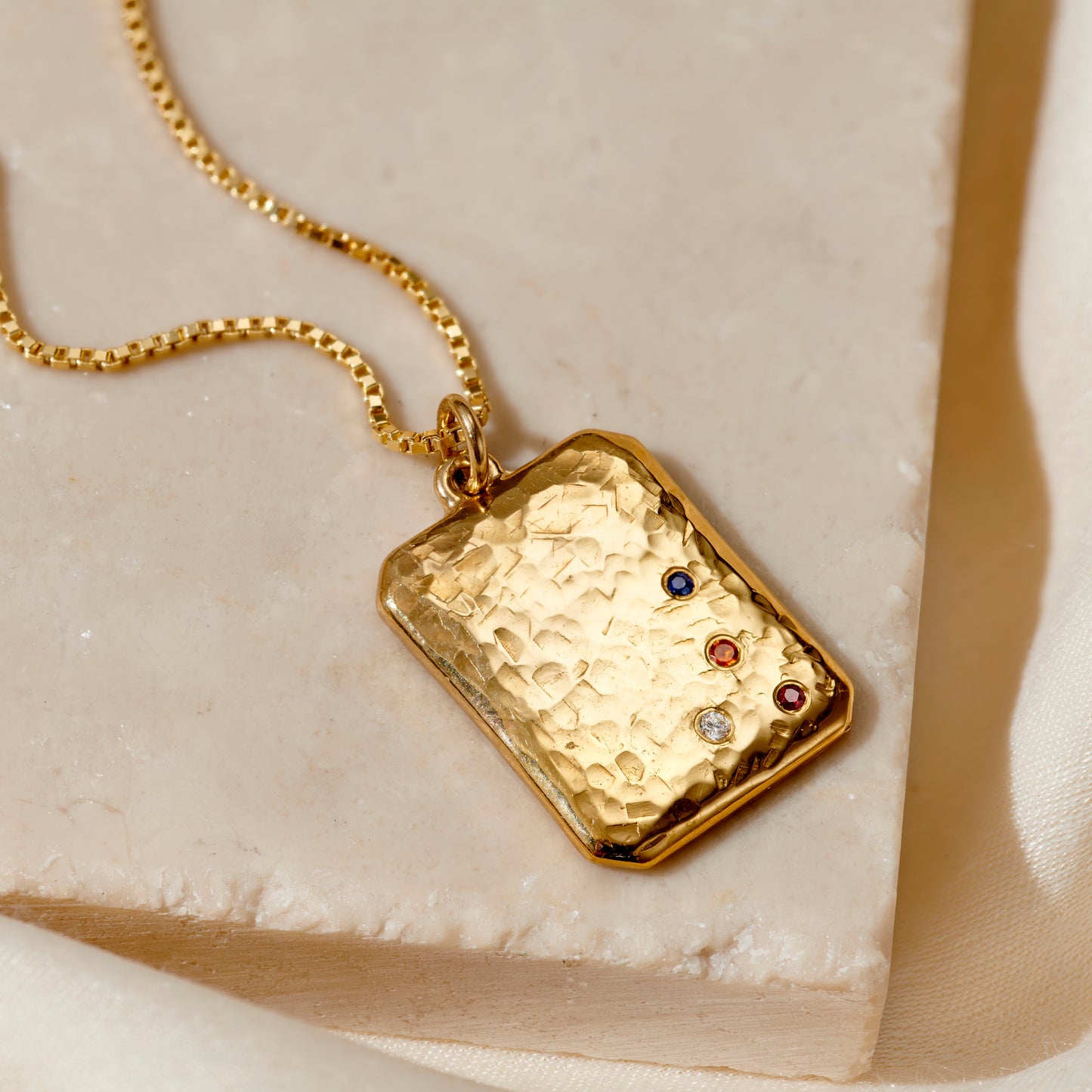 Confetti Birthstone Bevelled Tag Necklace