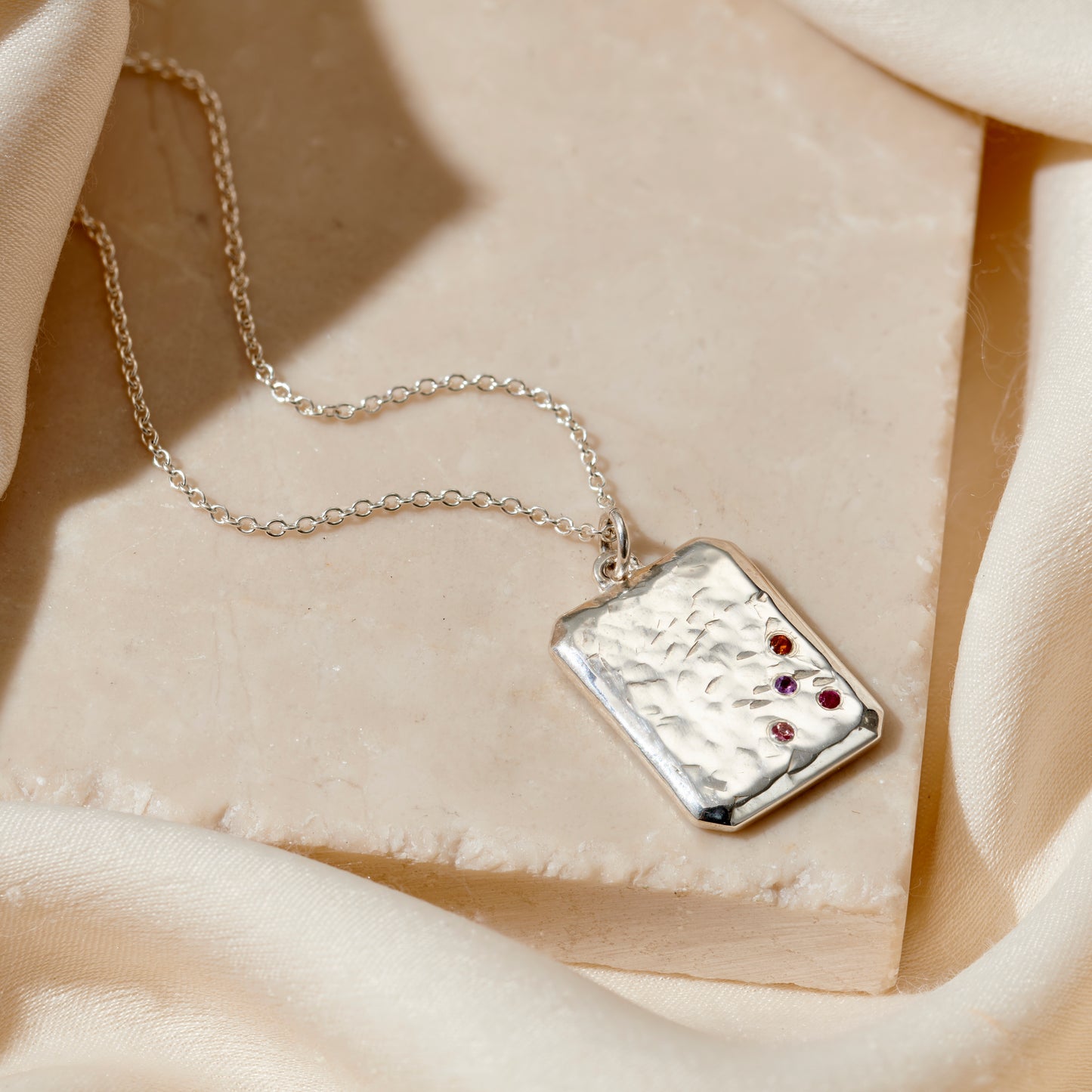 Confetti Birthstone Bevelled Tag Necklace