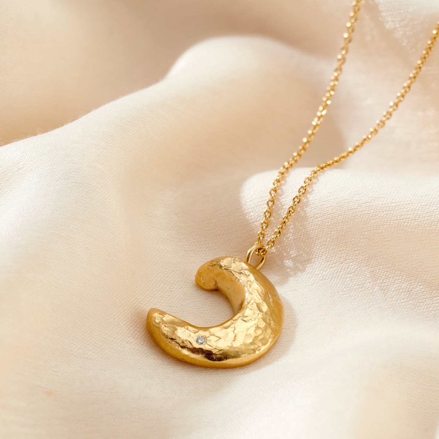 Personalised Confetti Birthstone Chunky Moon Necklace