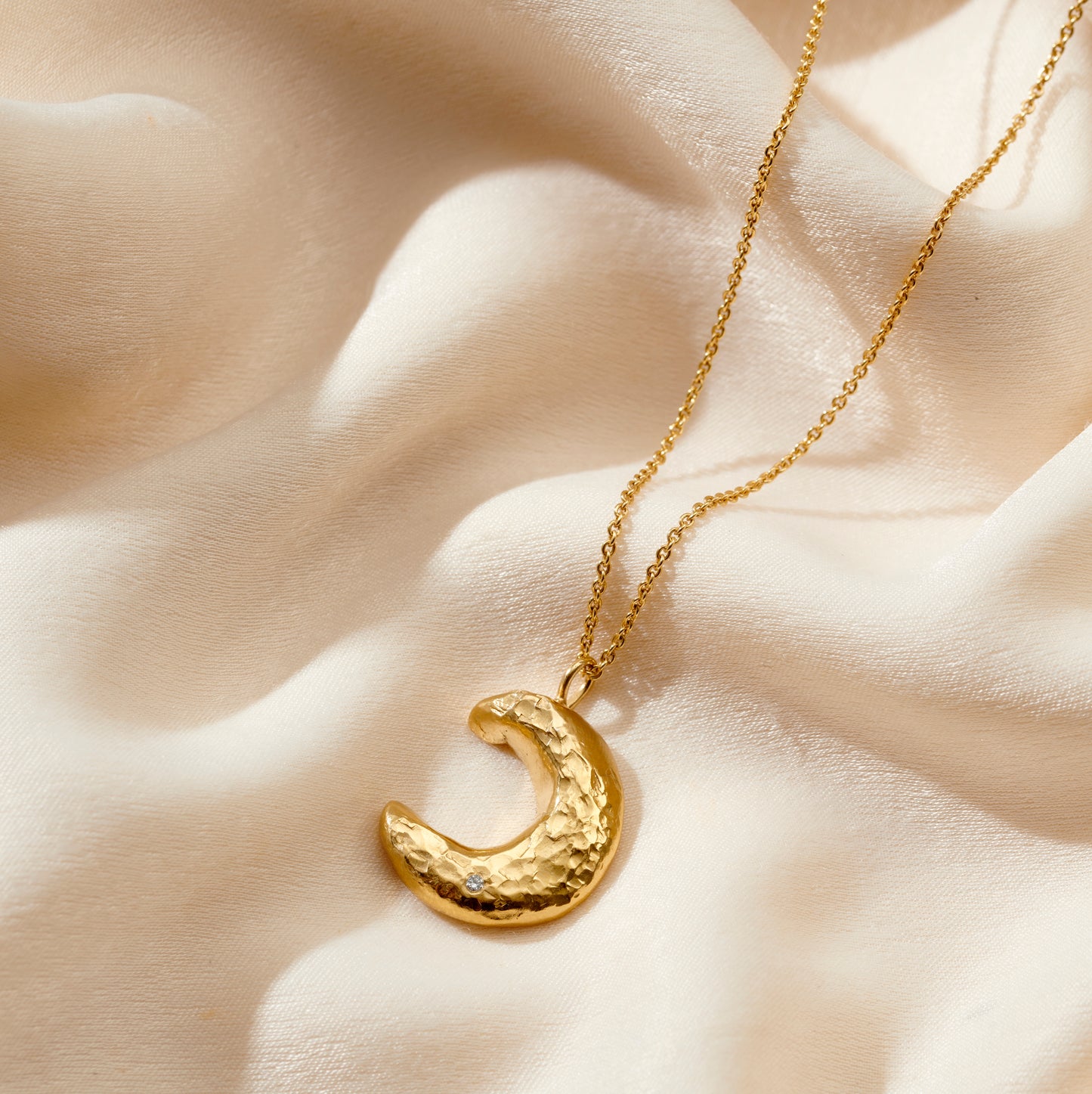 Personalised Confetti Birthstone Chunky Moon Necklace