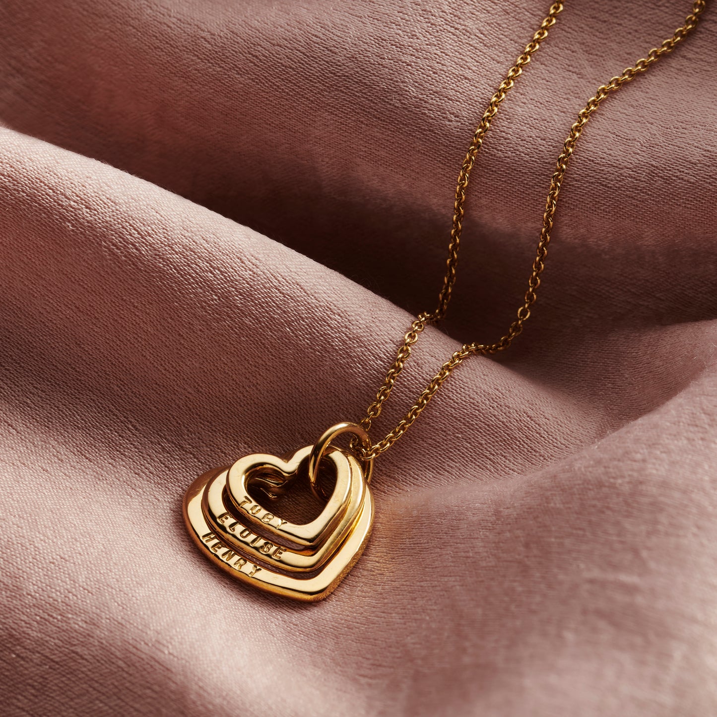 Personalised Family Names Heart Necklace