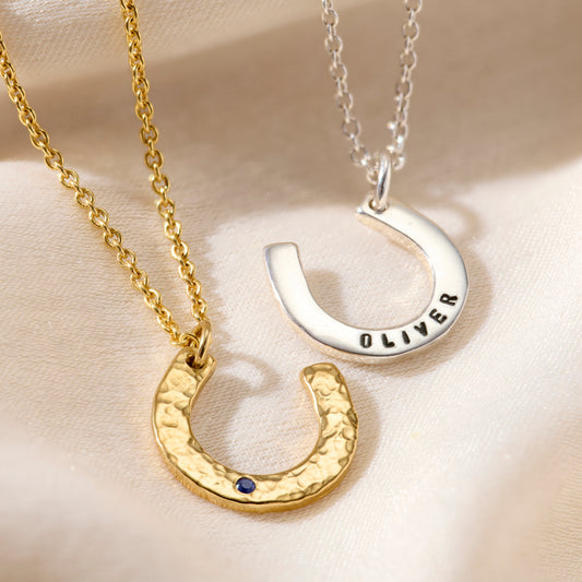 Personalised Birthstone Horseshoe Necklace