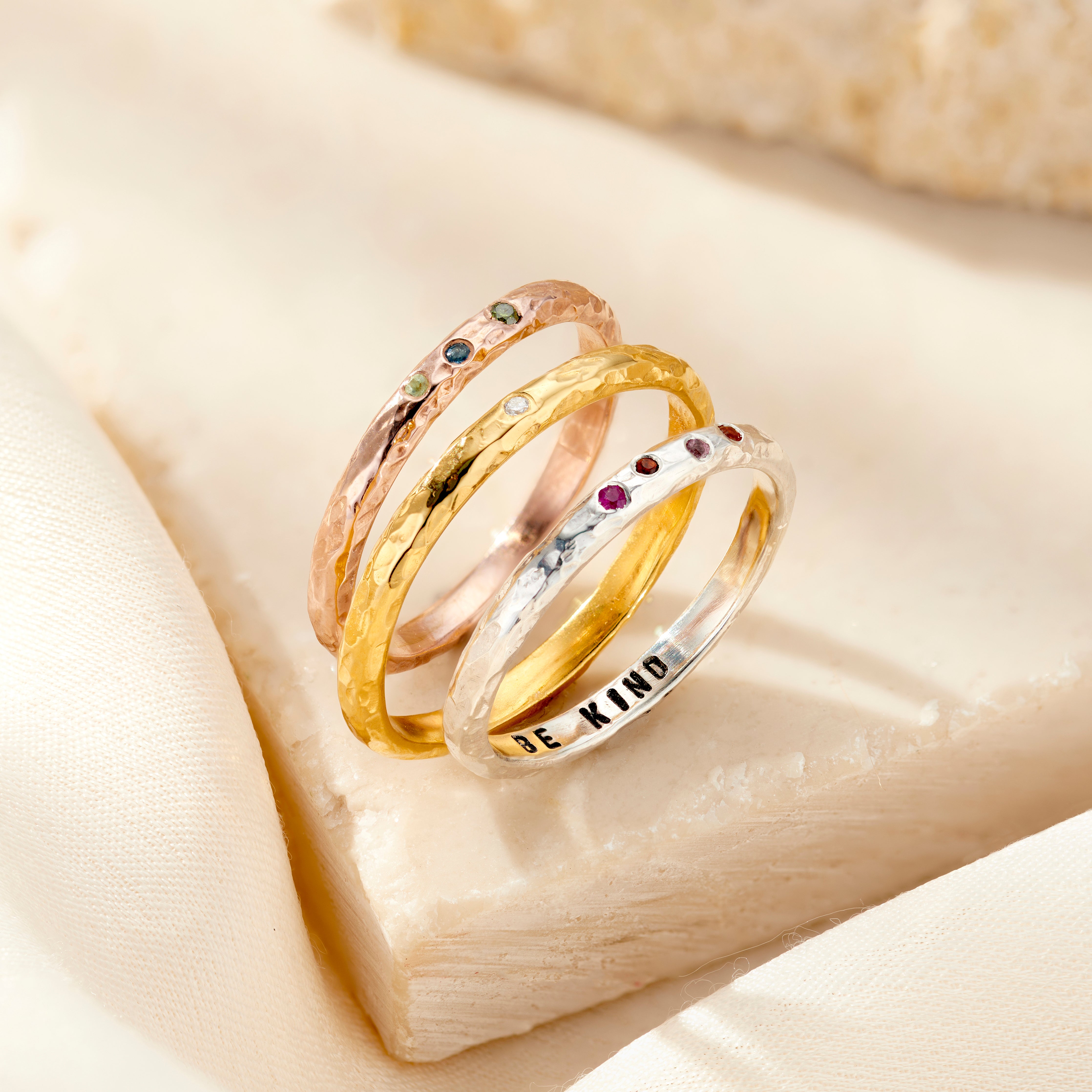 Stacker Birthstone Rings Personalised Confetti Birthstone Stacker Ring | Posh Totty Designs