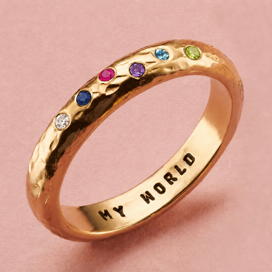 Personalised Textured Confetti Birthstone Ring