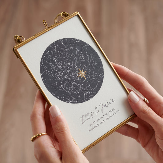 Personalised Star Constellation Print With Stitched Star