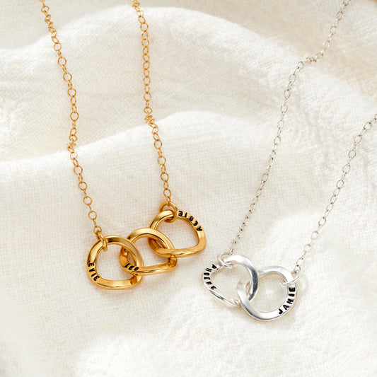 Personalised Curved Interlinking Hoops Necklace