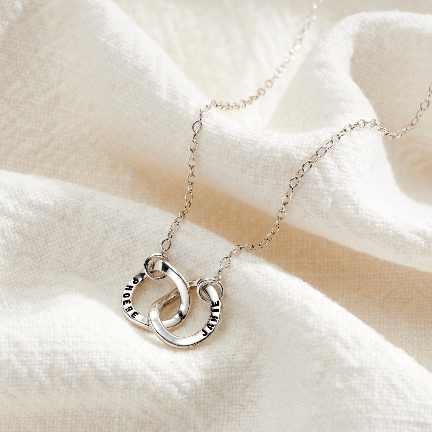 Personalised Curved Interlinking Hoops Necklace