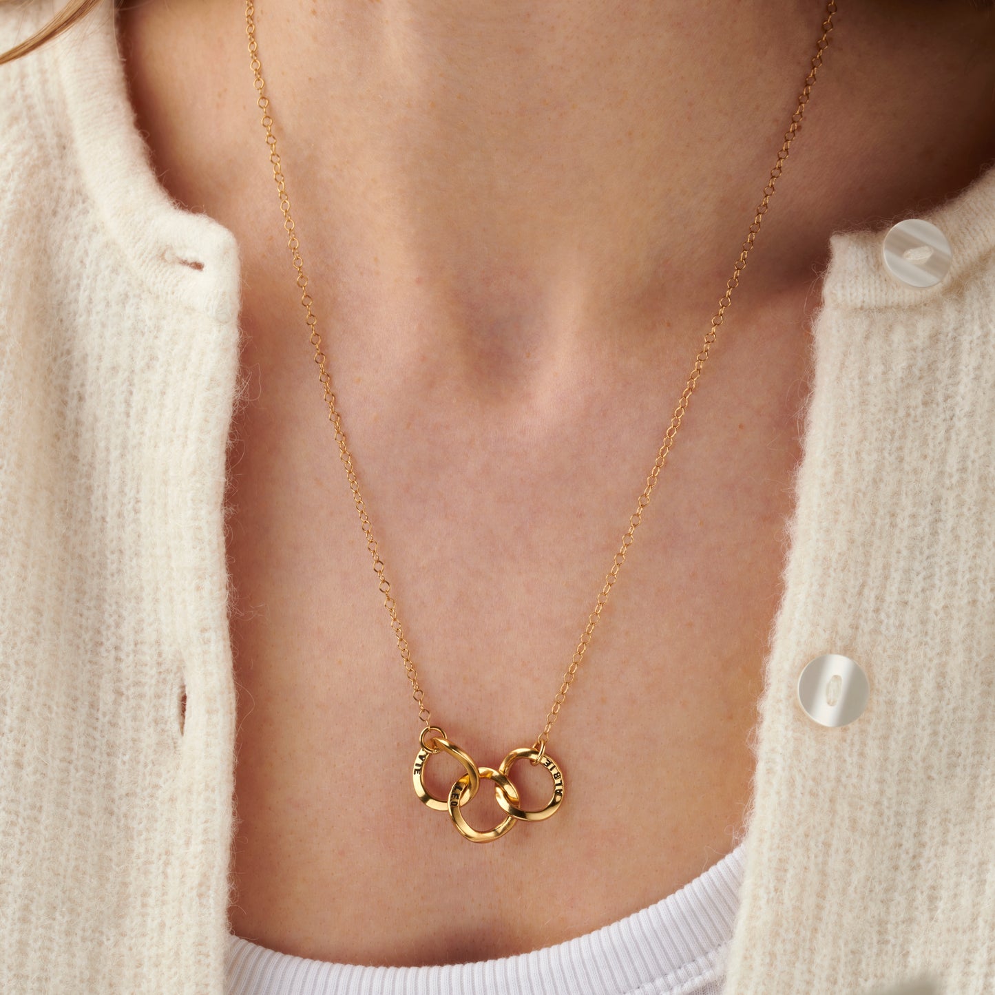 Personalised Curved Interlinking Hoops Necklace