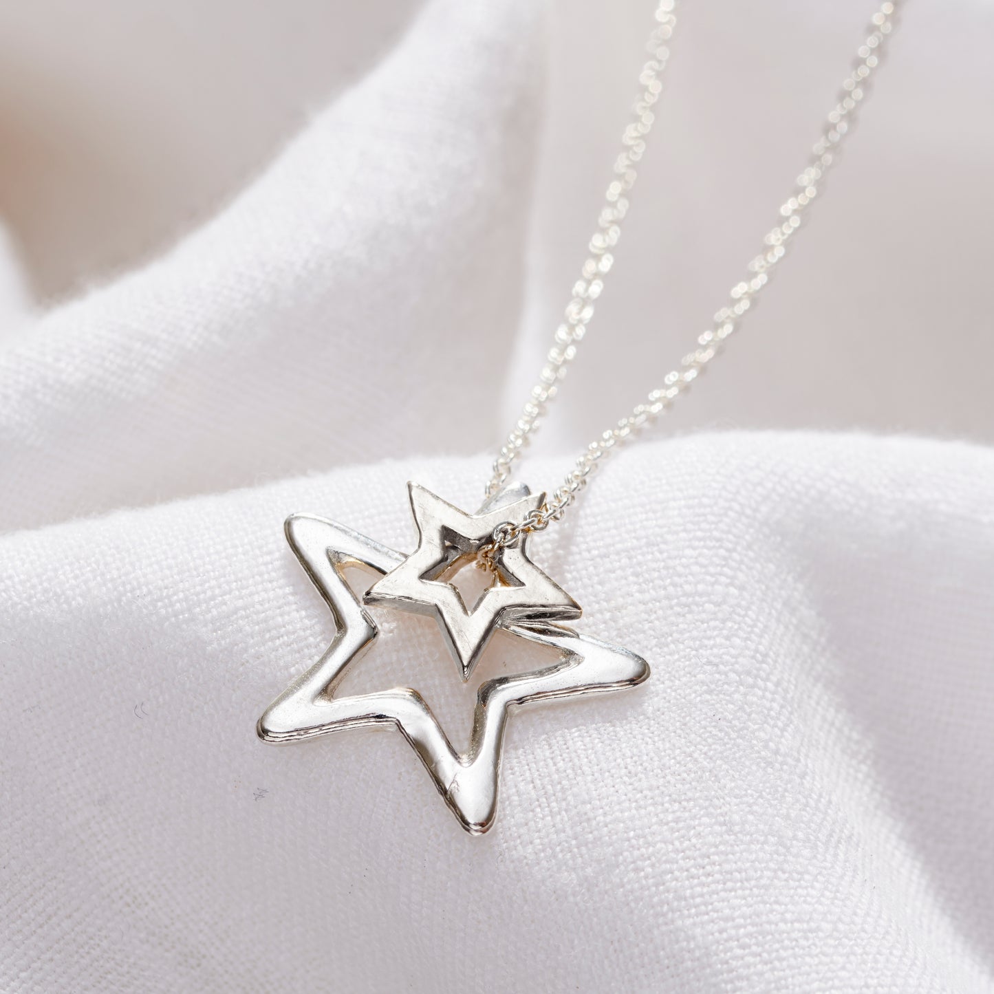 Double Open Star Charm Necklace