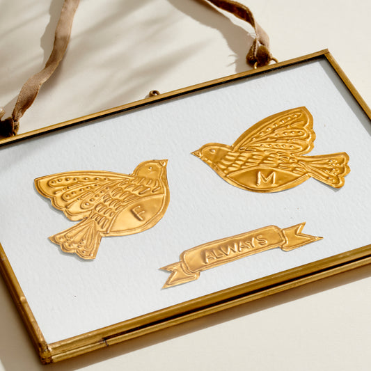 Personalised Brass Embossed Bird Framed Art