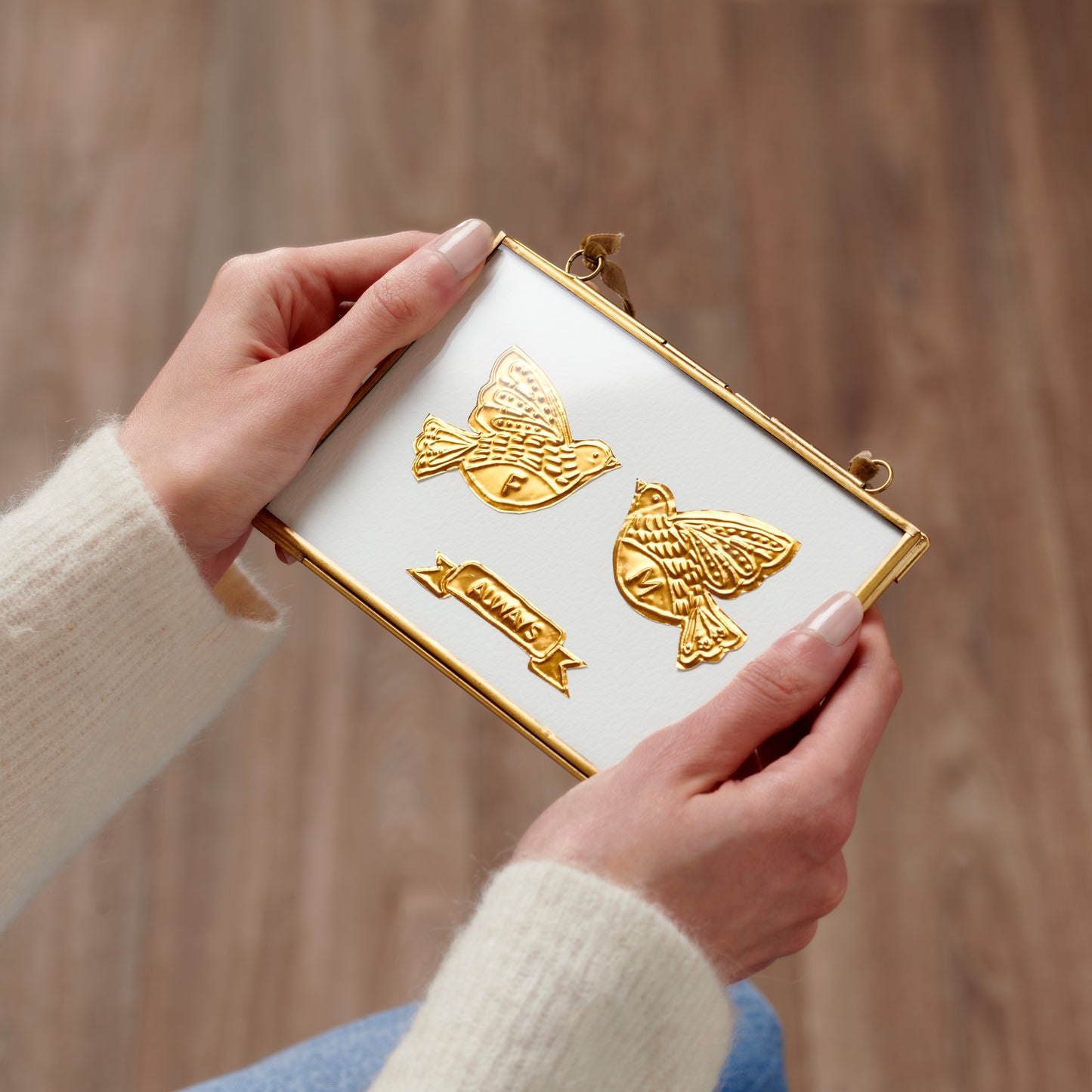 Personalised Brass Embossed Bird Framed Art
