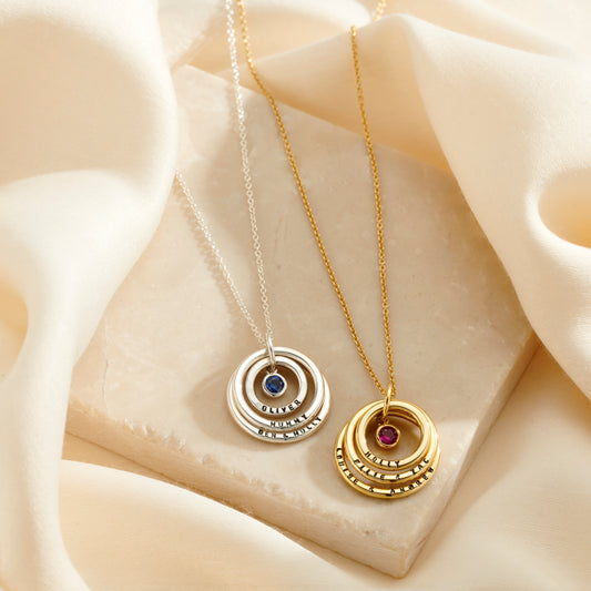Family Names Birthstone Charm Necklace