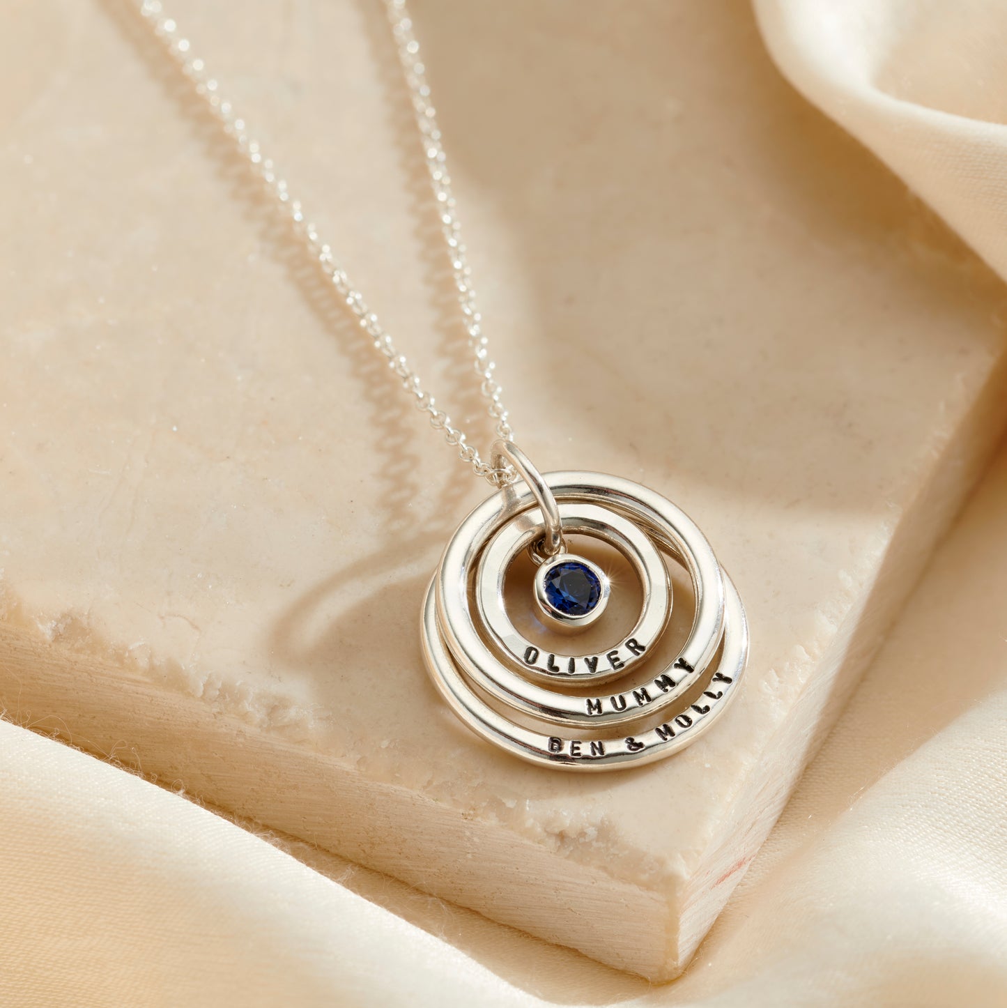 Family Names Birthstone Charm Necklace