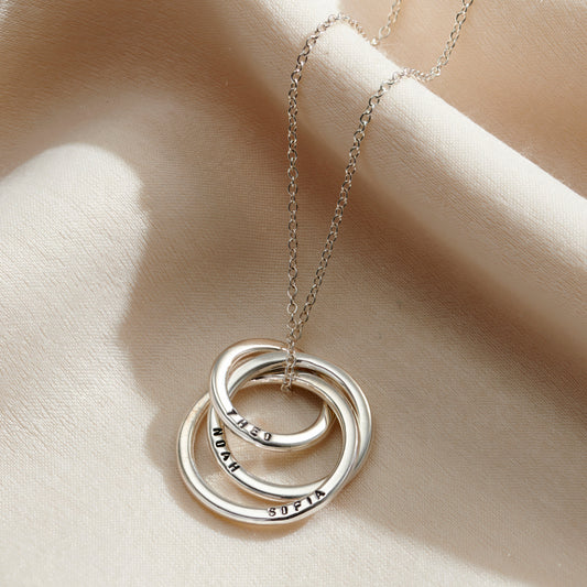 Personalised Family Names Russian Ring Necklace