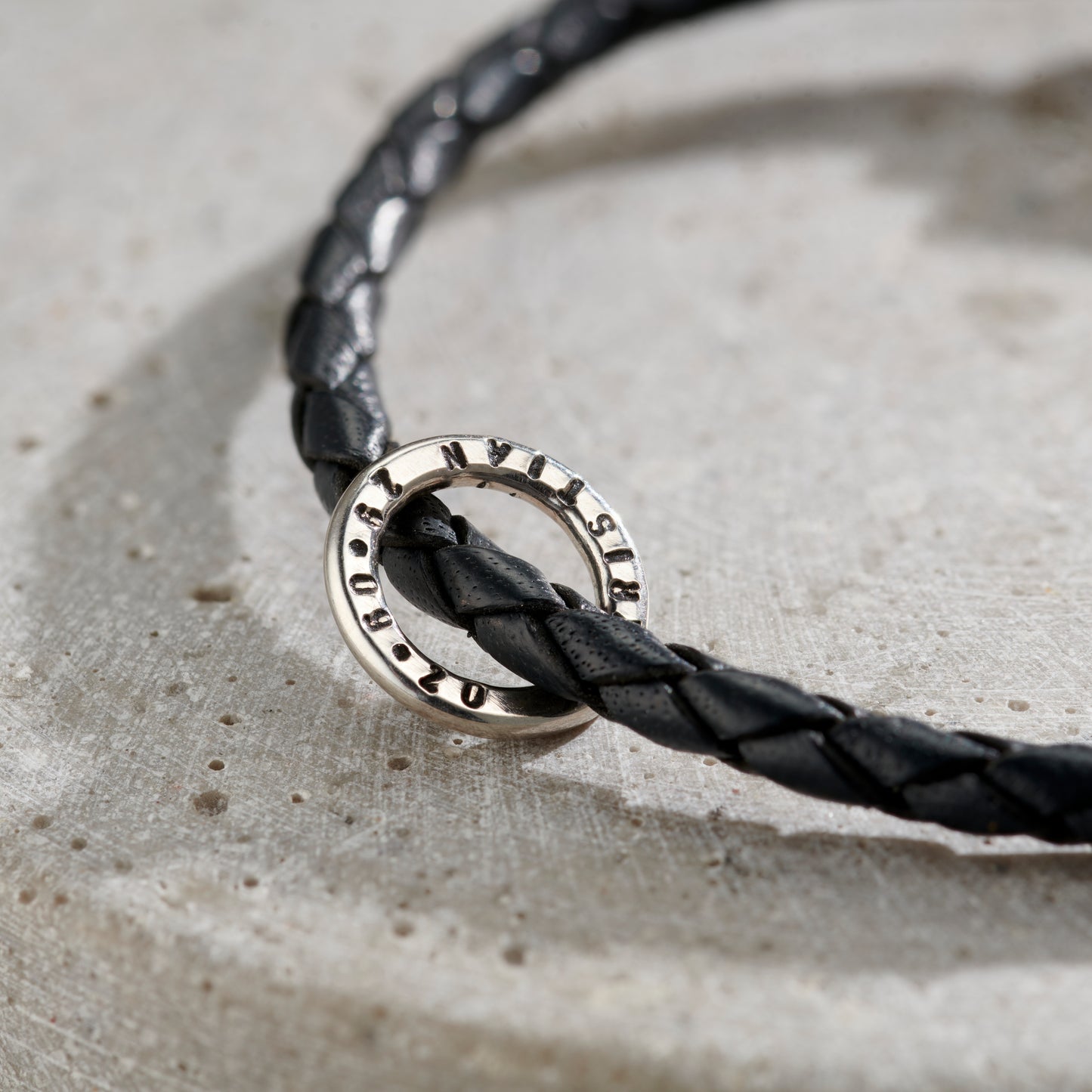 Men's Personalised Fine Leather Message Bracelet