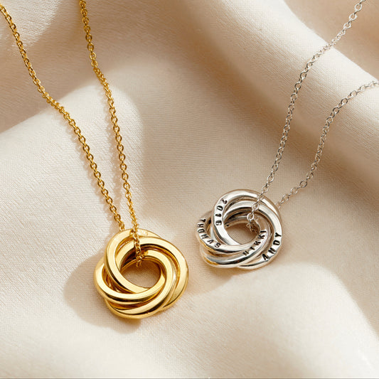 Personalised Mini Four Ring Russian Necklace