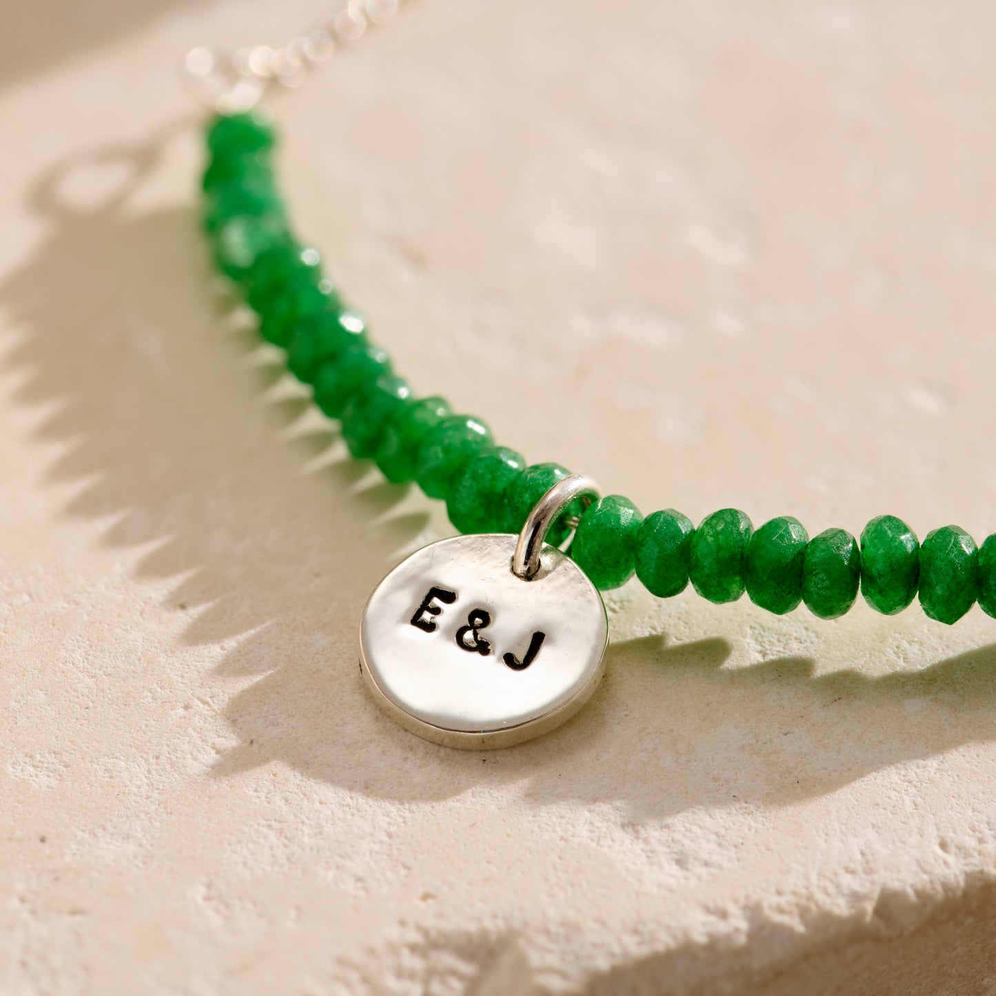 Personalised Green Semi Precious Beaded Necklace
