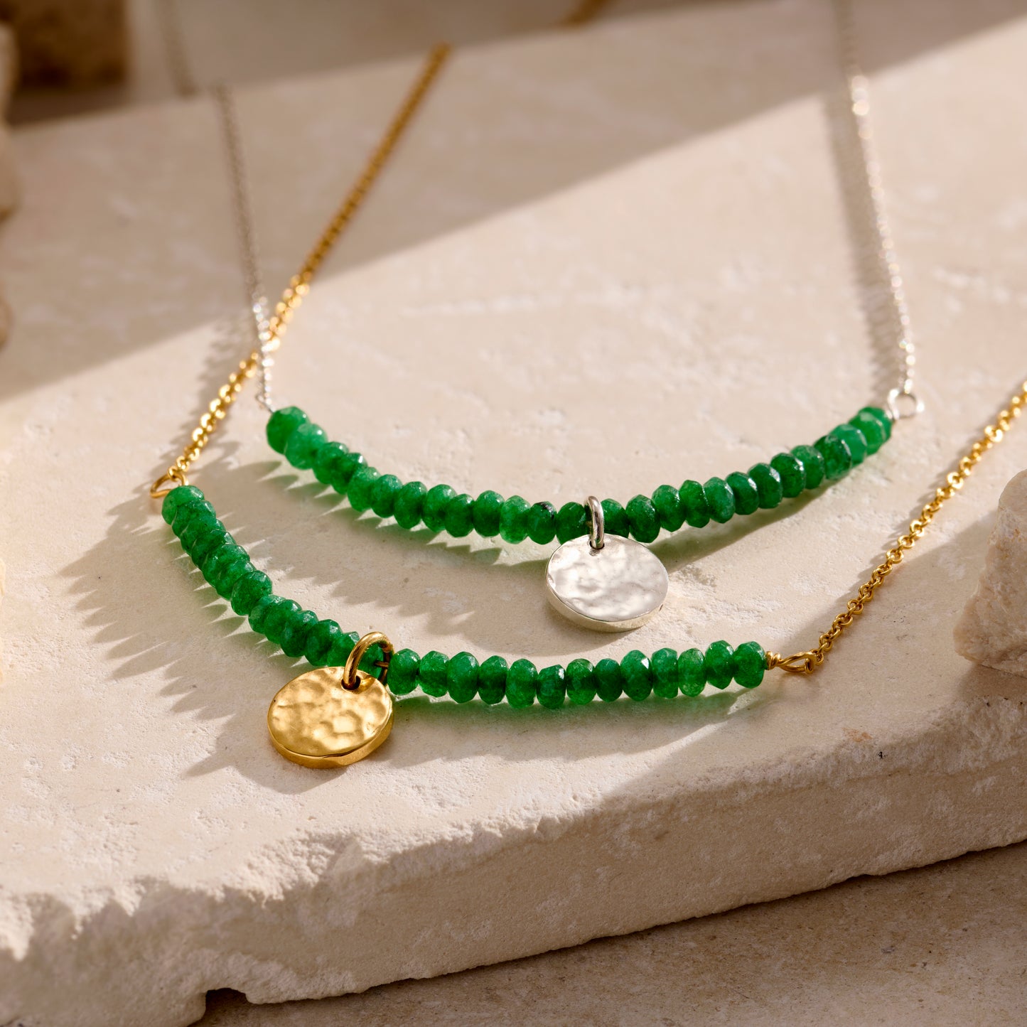Personalised Green Semi Precious Beaded Necklace