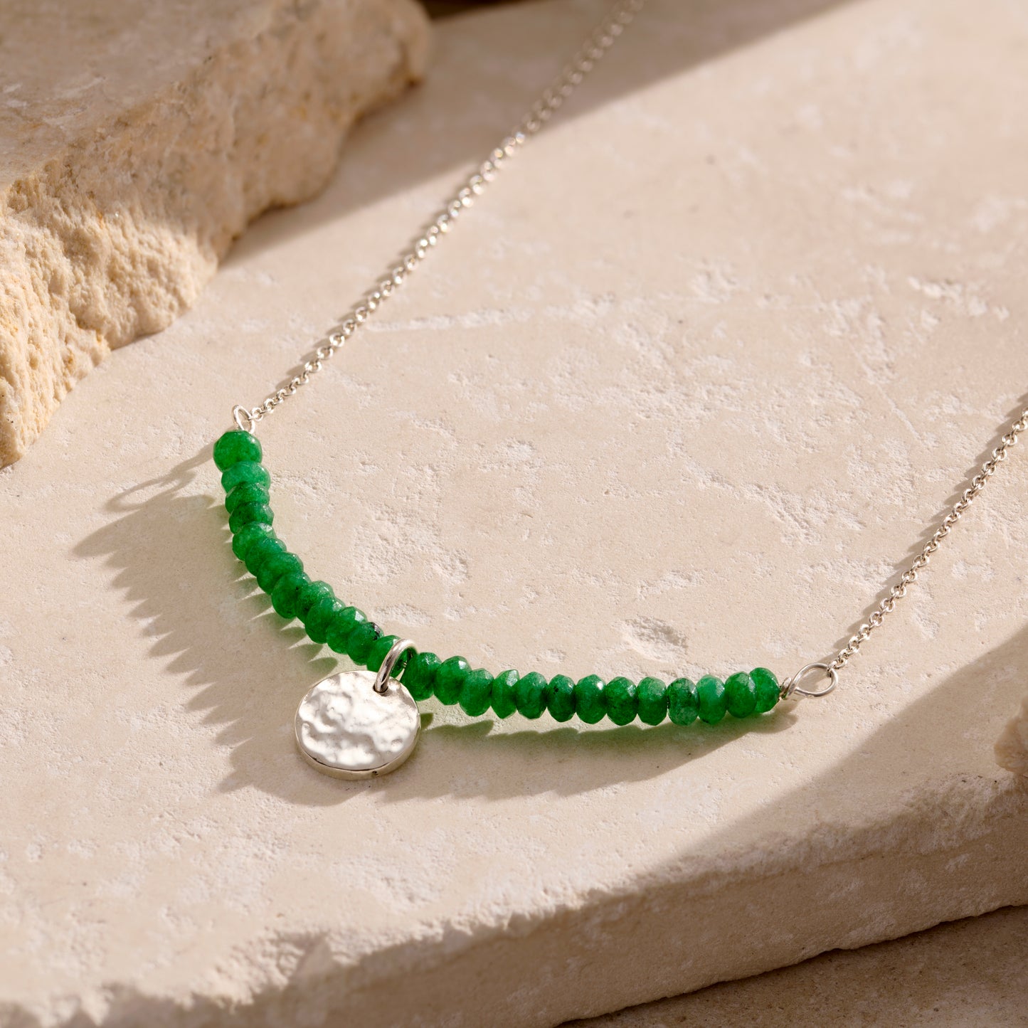 Personalised Green Semi Precious Beaded Necklace